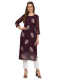 Ekasya WomenS Georgette Straight Cut Round Neck Kurta With Beautiful Floral Embroidery Work - Elegant Design, Comfortable Fit,