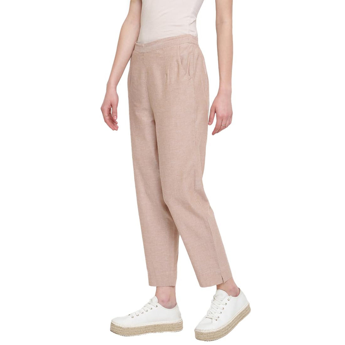 Fabindia WomenS Regular Pants (209061901_Beige