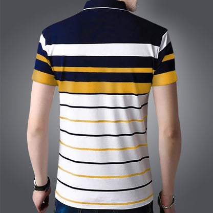 Noble Monk MenS Regular Fit Polo Neck T-Shirt | Half Sleeve | Stripe On Chest | Collared Neck Tshirt For Men