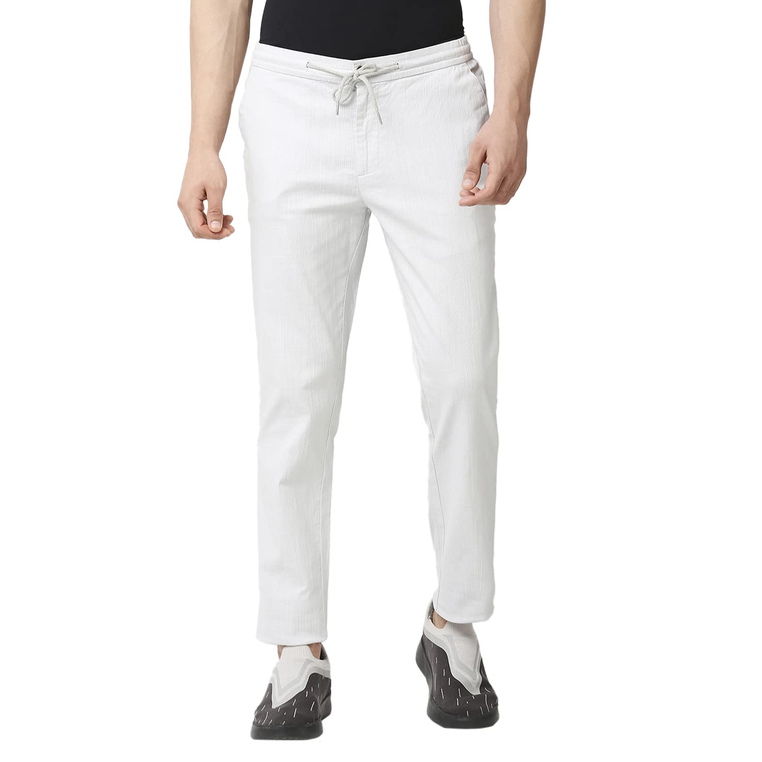 Thomas Scott Mens | Comfort | Slim Fit | Mid-Rise | Drawstring Closure | Solid | 4 Pockets | Woven | Chinos | Trouser (CCBT07_G
