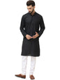 SOJANYA (Since 1958 Men's Cotton Blend Black Kurta With White Churidar Pyjama