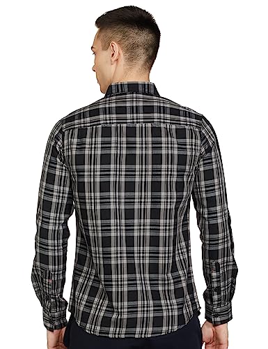 The Indian Garage Co Men Black Checkered Slim Fit Casual Shirt