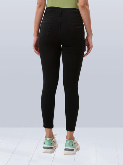 Lyra Women High-Waist Ankle-Length Tapered Jeans Black