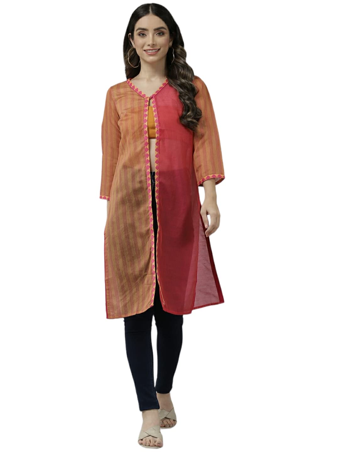Aarika Womens Cotton Blend Modern Shrug Sweater (SG-W-M-14001_Yellow-Rani_S)