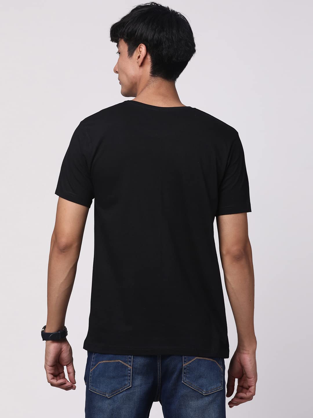ADRO Men's Bike Rider Printed Cotton T-Shirt (RN23-M-BIK-BL_Black)