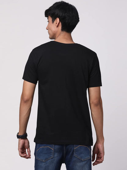ADRO Men's Bike Rider Printed Cotton T-Shirt (RN23-M-BIK-BL_Black)