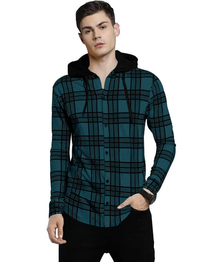 Noble Monk MenS Checkered Long Sleeve Shirts |Button Down Shirts With Hoodie