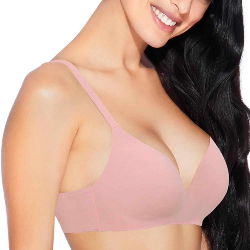 Enamor F084 Seamless Ultra Smoothening With Invisible Edges T-Shirt Bra - Padded Wirefree Medium Coverage - Strawberry Ice