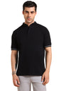 Dennis Lingo MenS Slim Fit Solid Stand Collar T-Shirt Black