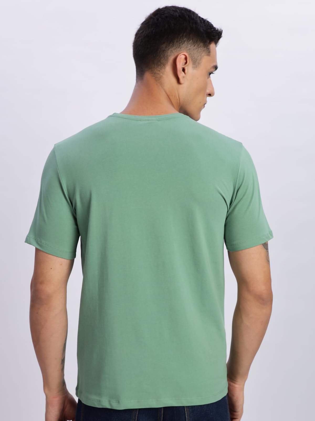 ADRO Men's Graphic Printed 100% Cotton T-Shirt - Regular Fit, Printed T-Shirts for Men (RN24-BCL-PT_Pista)
