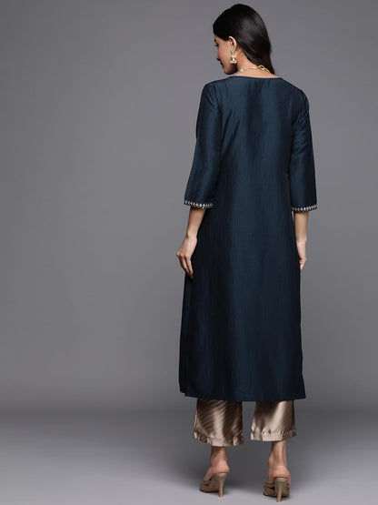 Libas Women's Embellished Silk A-Line Kurta