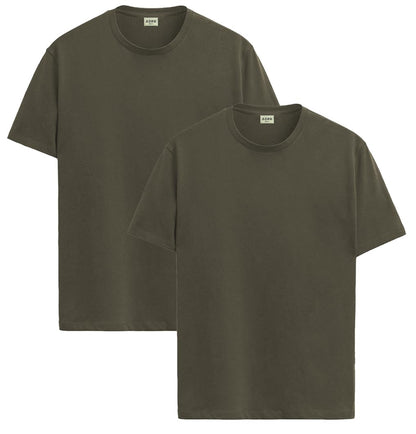 ADRO Mens Solid Regular Fit T-Shirt (RCM2-PLN-OL-OL_Olive