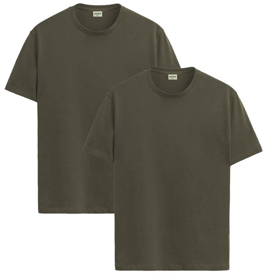 ADRO Mens Solid Regular Fit T-Shirt (RCM2-PLN-OL-OL_Olive