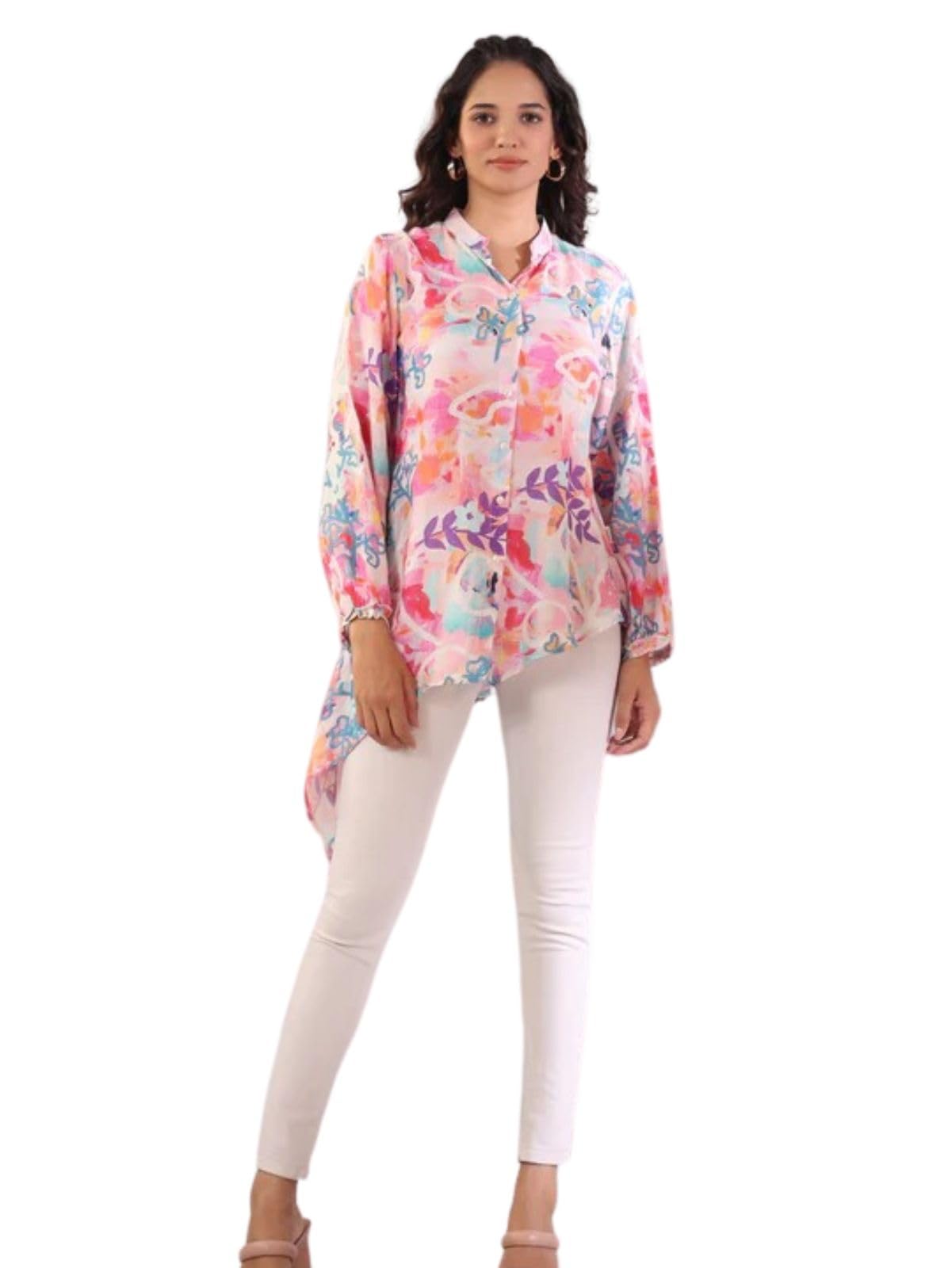 Greciilooks Womens Rayon Regular Fit Jeans Tops (Pink, X-Small)