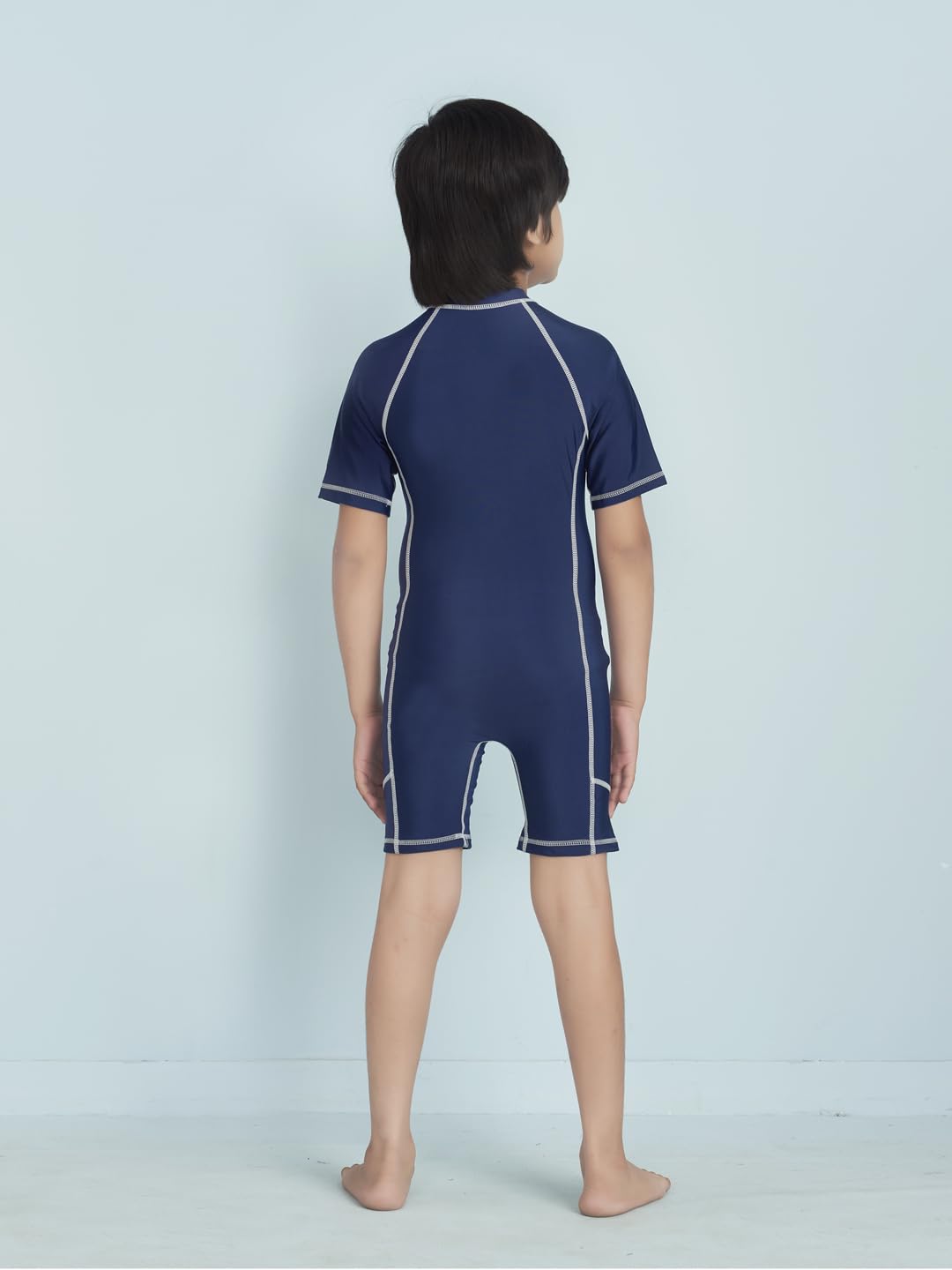 Aarika Boys Sports Wear Navy Blue Colour Solid Nylon Swim Suit-(4-15 Years)-(New_SW_SHM_AB_603_Navy_Blue_12)