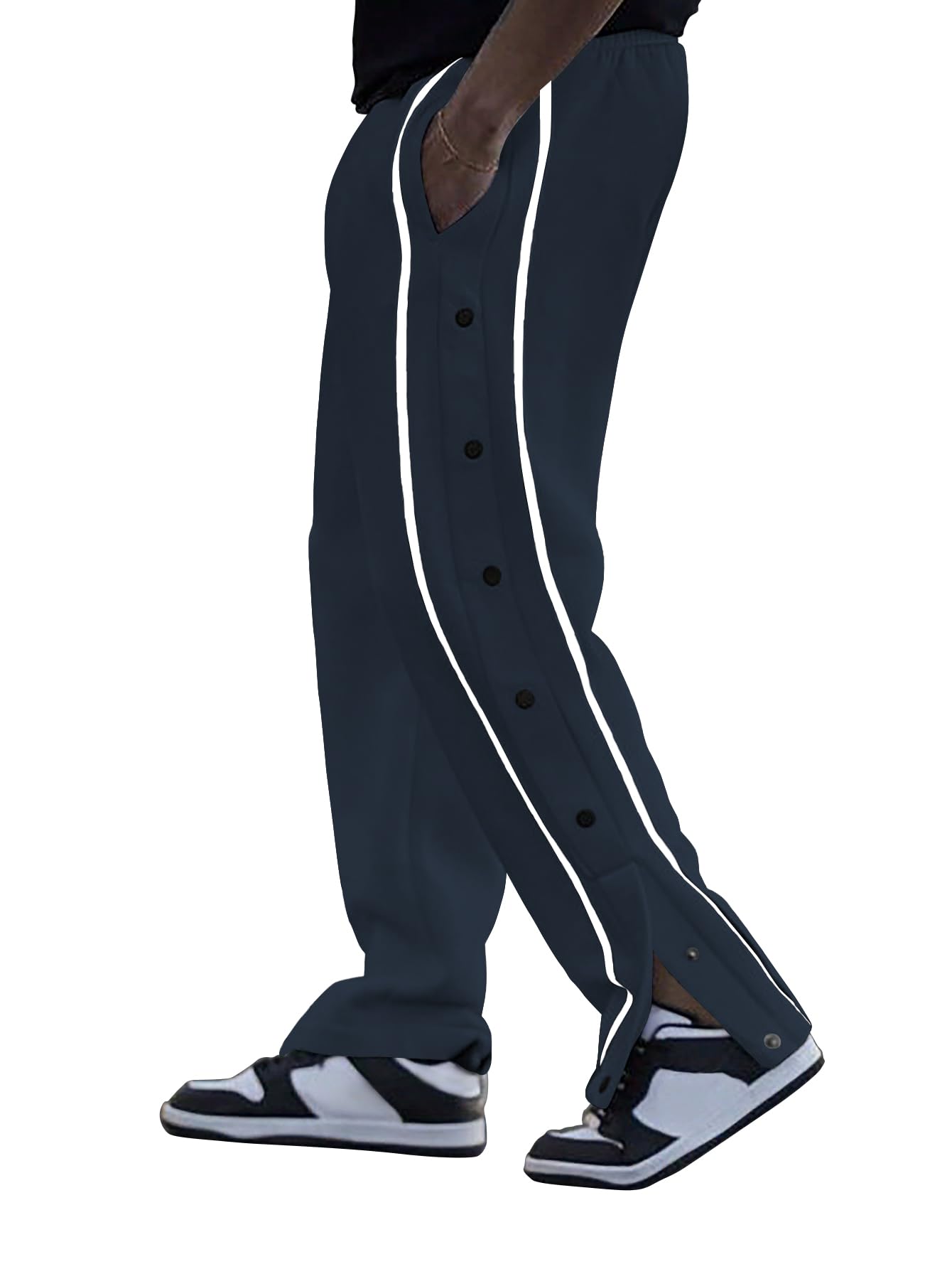 AVANOVA MansGrey Athletic Track Sweatpants Side Button Snap Closure Retro Sports Training Gym Running Workout Casual Street Sty