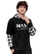 Eyebogler Mens Regular Fit Hooded Neck Full Sleeve Tshirt Black White