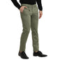 Turtle Men Cotton Stretch Ultra Slim Fit Flat Front Olive Checkered Casual Trouser