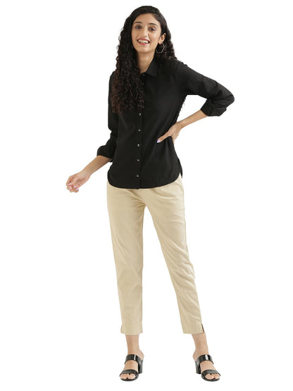 Digital Shopee Women Cotton Pant Stretchable Regular Slim Fit Trouser | Pocket Pants For Office | Cotton Casual Pant For WomenS