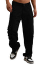 Hubberholme Men Black Cotton Loose Fit Mid-Rise Trousers