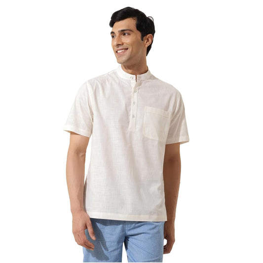 Fabindia MenS Solid Relaxed Fit Shirt (2123224Offwhite_Off White