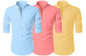Finivo Fashion MenS Cotton Blend Regular Fit Solid Casual Kurta Shirt Pack Of 3