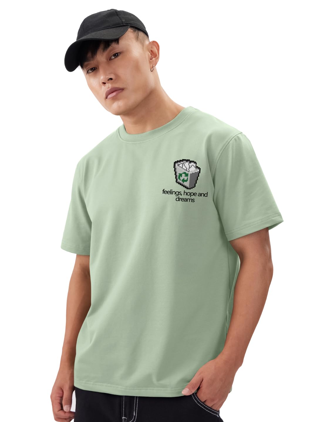 The Souled Store Hopes & Dreams Men and Boys Short Sleeves Round Neck Green Graphic Printed Regular Fit Cotton T-Shirts