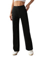Toochki Womens Straight Fit Spandex Blend Solid Trouser Black Color