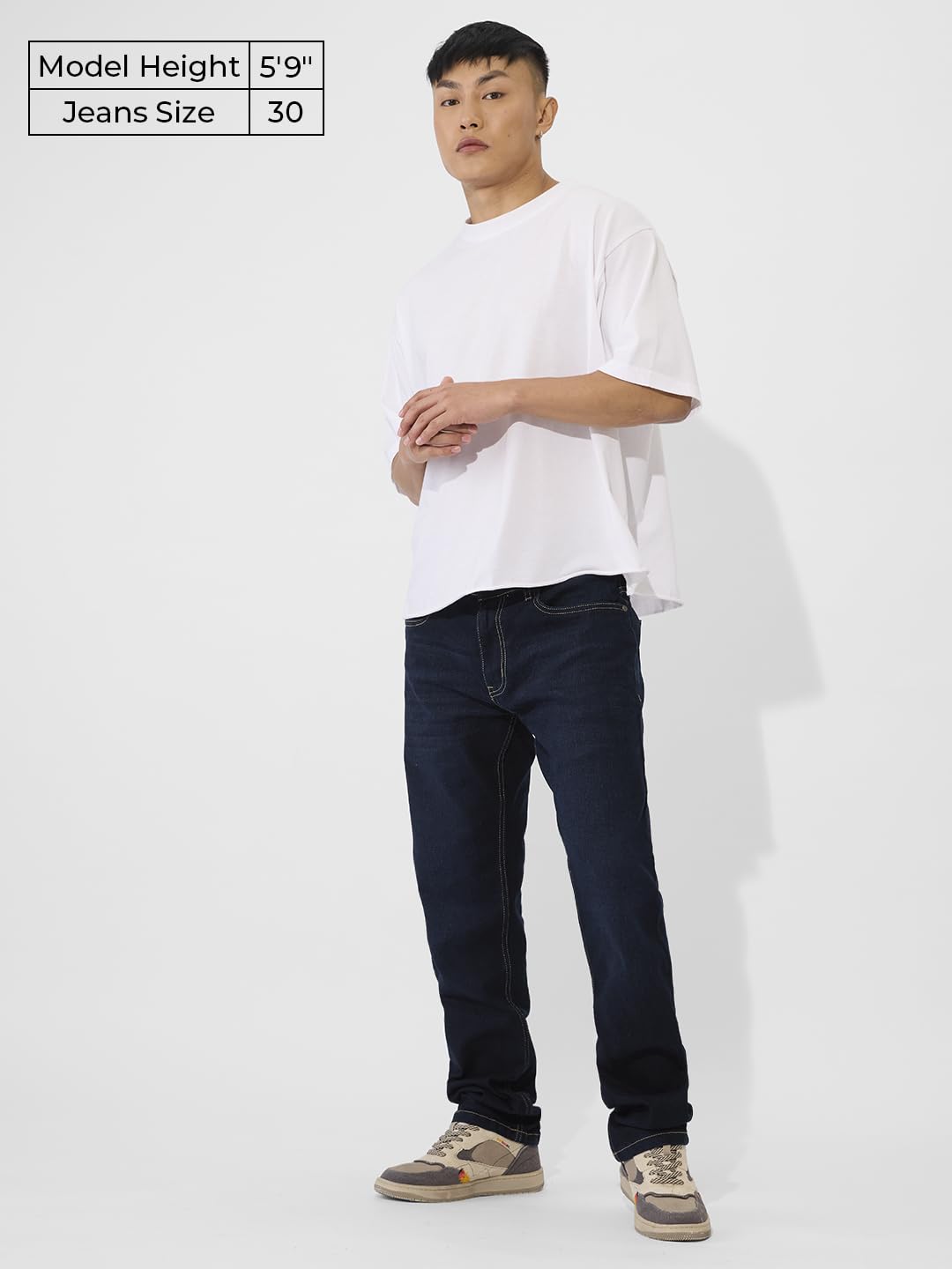 The Souled Store Denim Dark Blue Men and Boys Classic Fit Cotton Blend Jeans