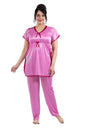 Fabme WomenS Satin Pink Kaftan Top & Pyjama Set