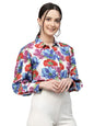 Style Quotient Women White and Multi Floral Polyester Regular Smart Casual Shirt