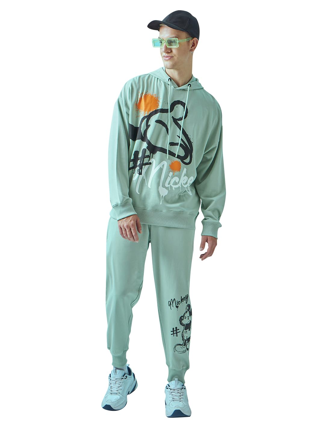 Bewakoof Official Disney Merchandise Mens Graphic Printed Oversized Fit Terry Co-ordinates_ 619996 Green M