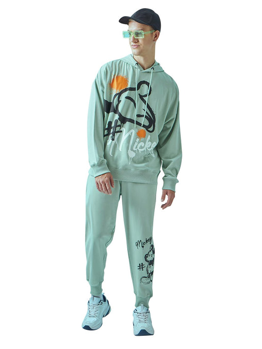 Bewakoof Official Disney Merchandise Mens Graphic Printed Oversized Fit Terry Co-ordinates_ 619996 Green M