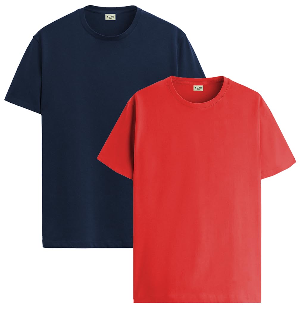 ADRO T Shirts Pack of 2 Mens Tshirts Cotton T Shirts for Men Tshirt T-Shirts Combo T Shirts Tshirts for Men Plain Solid Tshirts