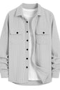 Deelmo MenS Full Sleeve Corduroy Shirt | Stylish Textured Casual Button-Down Shacket For Autumn Winter | Dual Pocket Front Desig
