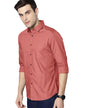 Noble Monk MenS Regular Fit Casual Shirt |Full Sleeve| Polo Neck |Formal Shirts For Men Peach