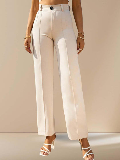 Kotty WomenS Regular Fit High Rise Solid Trousers Off White