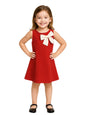 A.T.U.N. (ALL THINGS UBER NICE) Girls Stylish Suzy Dress with Contrast Bow | Sleeveless Soft Stretchable Knee Length Dress Red