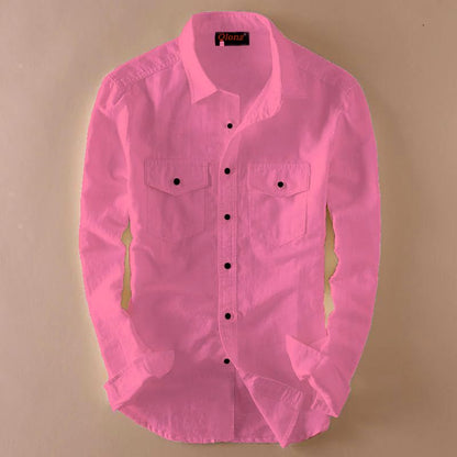 Rebelify MenS Cotton Blend Shirt With Pockets Full Sleeves Collared Neck Solid Pattern Botton Down Closure Relaxed Fit And Stan