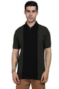 Dennis Lingo MenS Cotton Olive Colorblocked Polo Neck T-Shirt