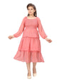 Aarika Girl's Georgette Skater Knee-Length Dress (MD-A-22531_Peach_34)