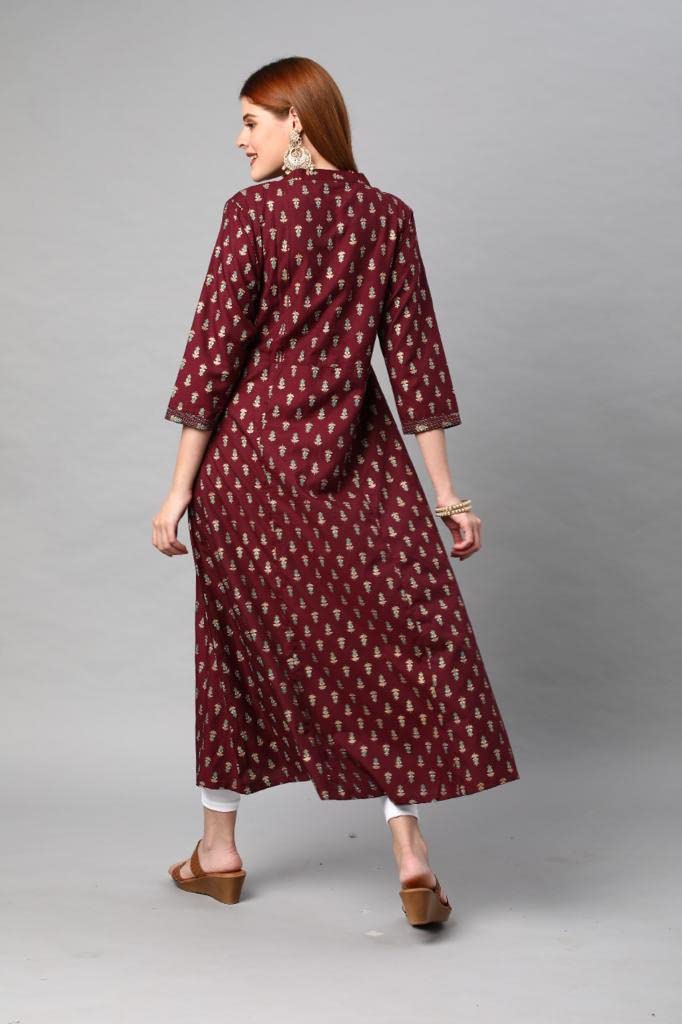 ANNI DESIGNER Women's Cotton Blend Traditional Printed Anarkali Kurta (Relian Multi)