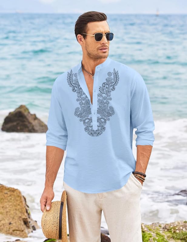 Finivo Fashion MenS Cotton Blend Short Kurta With Full Sleeves And Ethnic Neck Design | Casual Crinkle Texture Kurta With Mandar