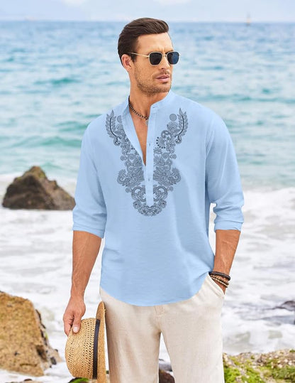 Finivo Fashion MenS Cotton Blend Short Kurta With Full Sleeves And Ethnic Neck Design | Casual Crinkle Texture Kurta With Mandar