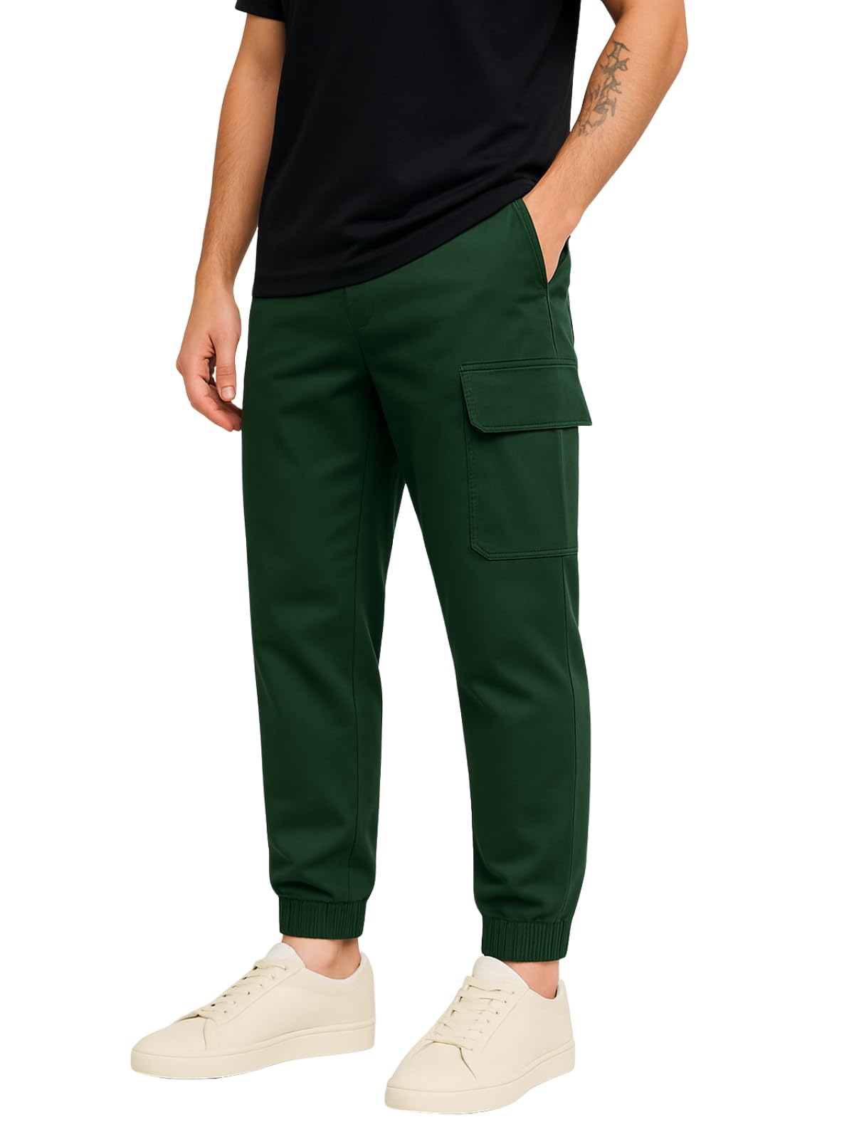 Veirdo Mens 100% Cotton Regular Fit Mid Rise Trackpants with Pocket