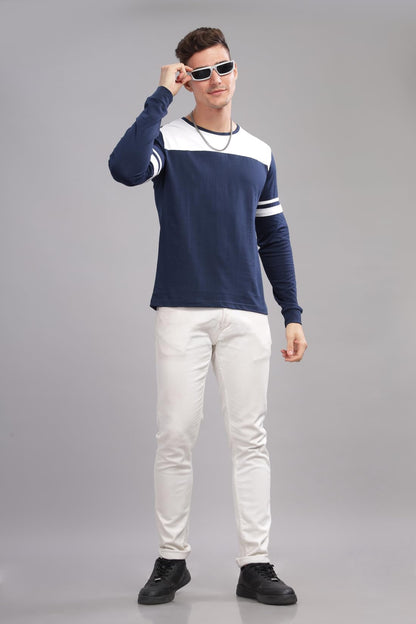 ADRO Full Sleeve Tshirt for Men | Colorblock T Shirt for Men | 100% Cotton Tshirt | Full Sleeve T-Shirt | Mens Full Sleeves T Sh