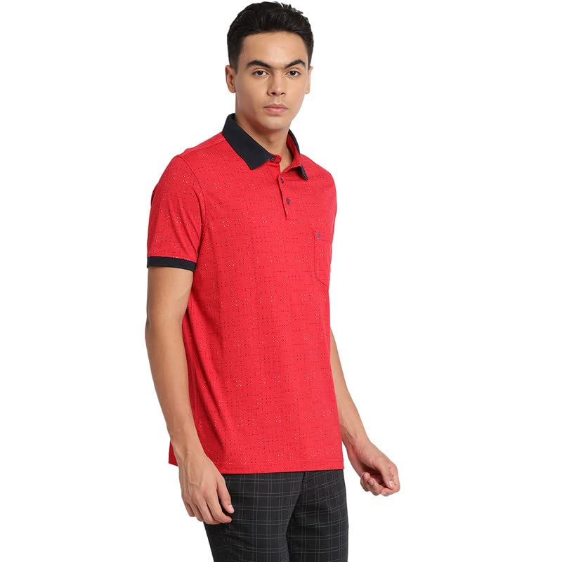 Turtle Men Cotton Red Printed Polo Neck T-Shirts