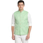 Turtle Men Poly Cotton Solid Pista Green Nehru Jacket