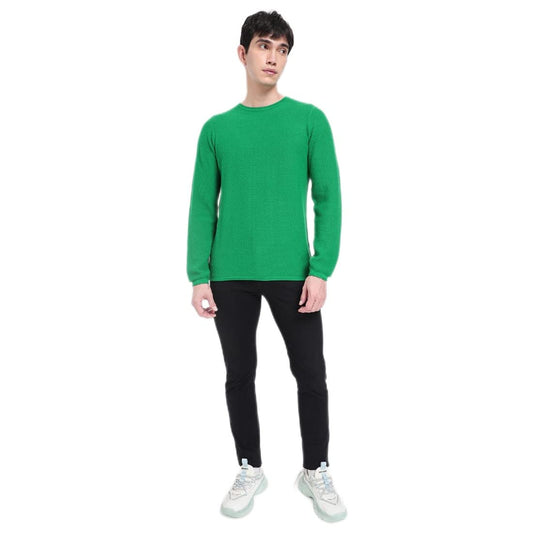 Bewakoof Mens Solid Green Round Neck Full Sleeve Sweater