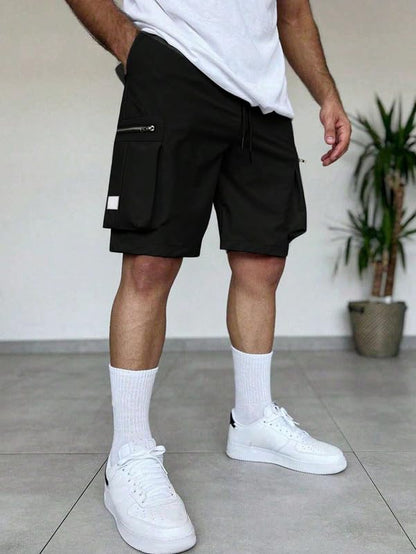 SMOWKLY Authentic Mens Cotton Classic Cargo Shorts || Elastic Waist & 4 Pockets || Regular Fit Above Knee Length Chino Half Pan